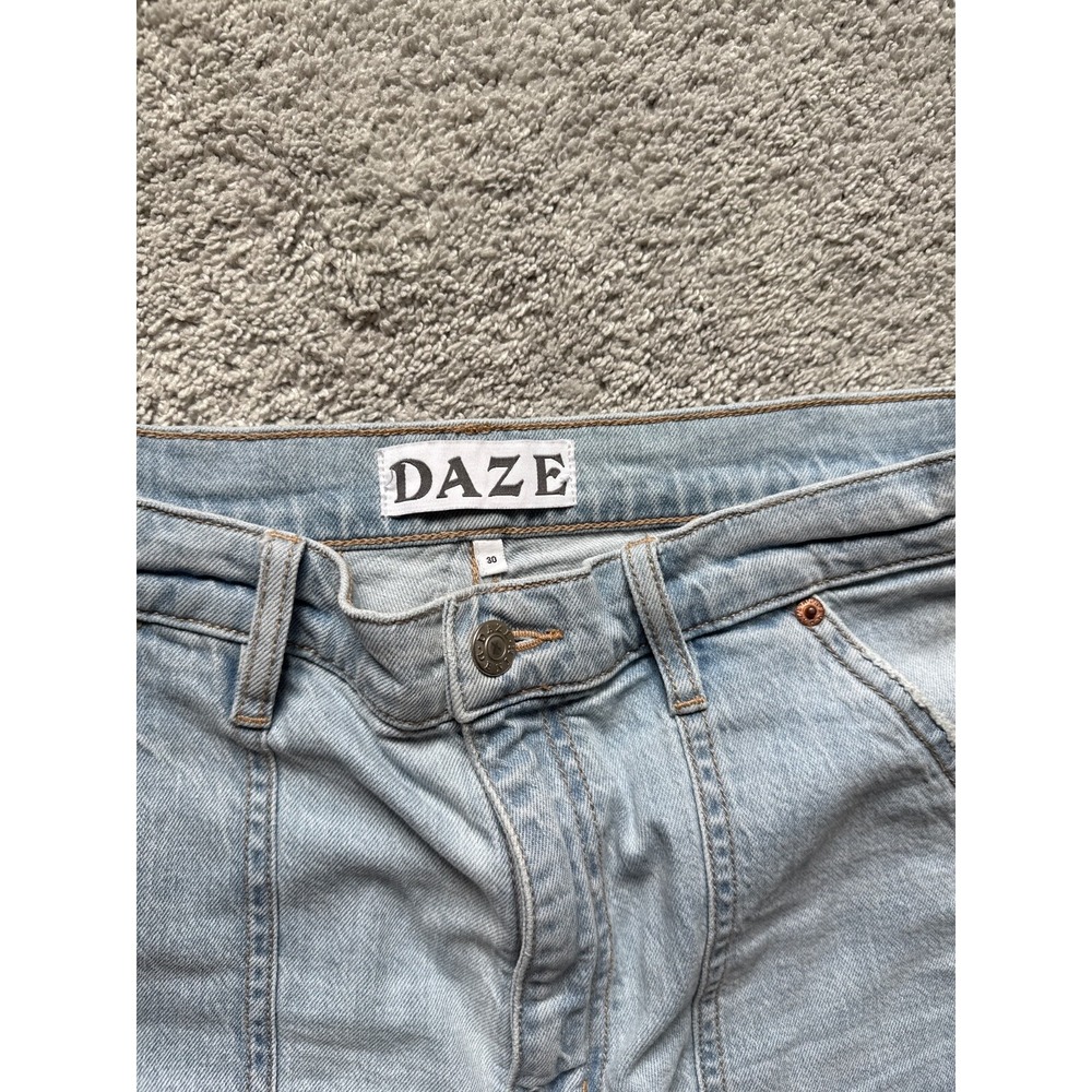 Daze Denim Jeans Sz 30 Blue High Rise Wide Leg Cargo Hippie Grunge Y2K 32" x 30" - Picture 4 of 7